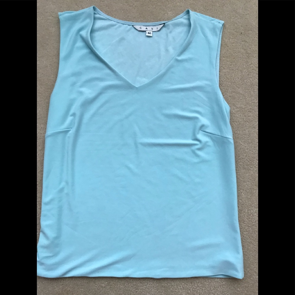 CABI vintage V-neck sleeveless top. Aqua. Size M